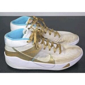 Nike Zoom KD 13 EYBL White Gold Aqua Men‎ 14 Basketball Sneakers DA0895-102